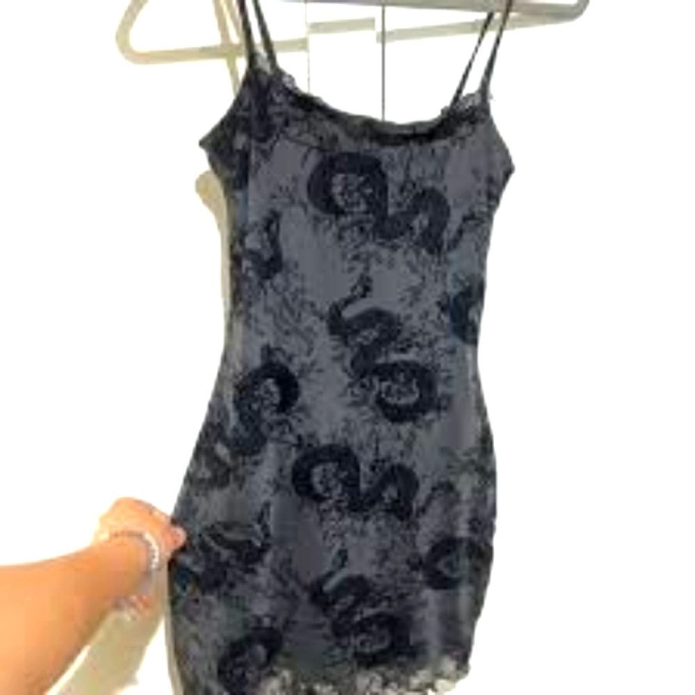 Dolls kill tiger mesh flocked sheath slip dress size xl black